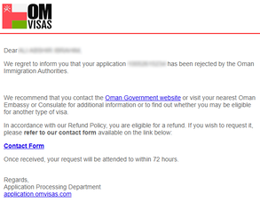 oman visa denied email notification mini